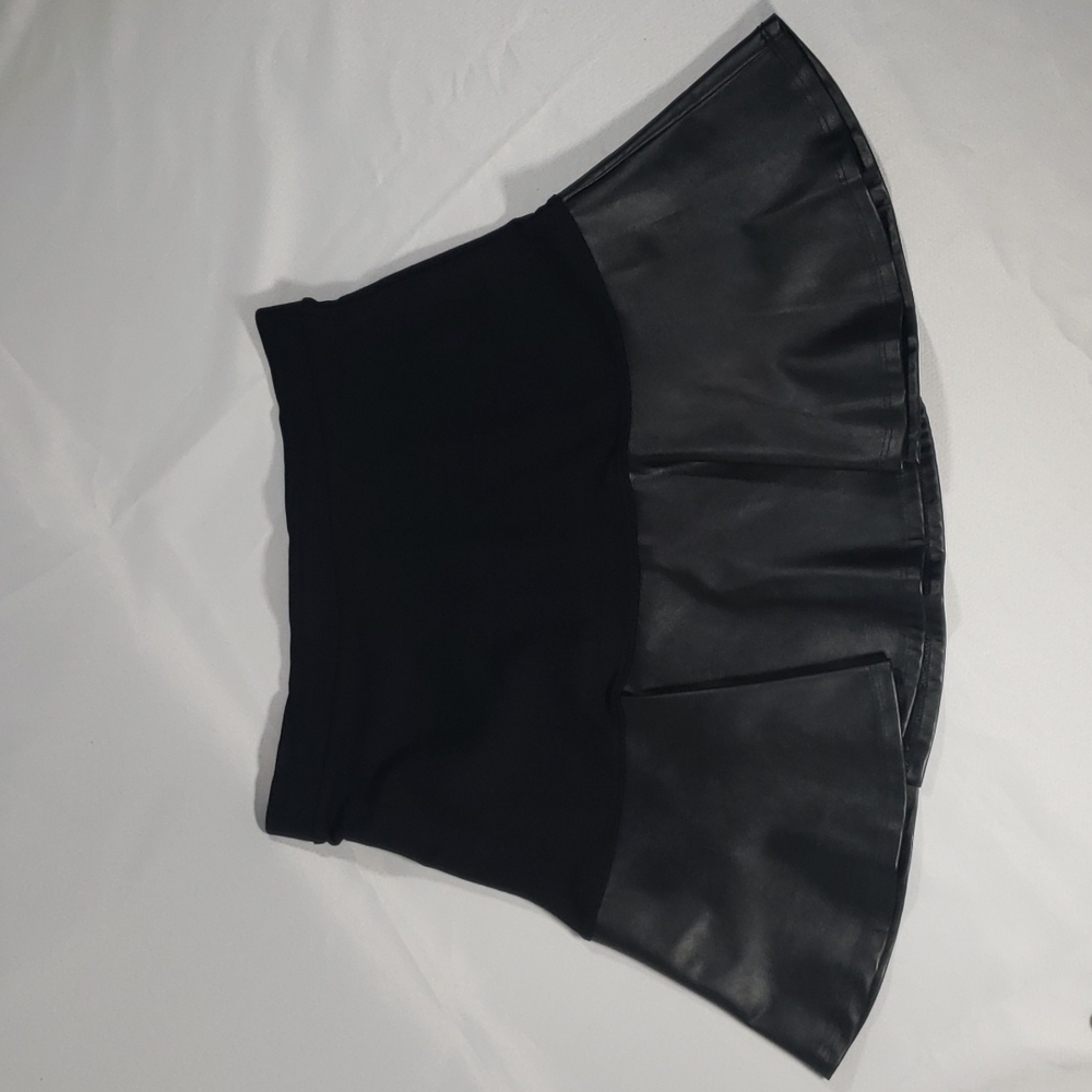 Black faux leather mini skirt